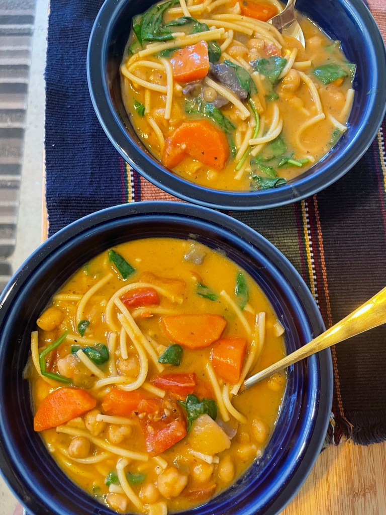 vegetarian Chickpea Soup filled with vegetables