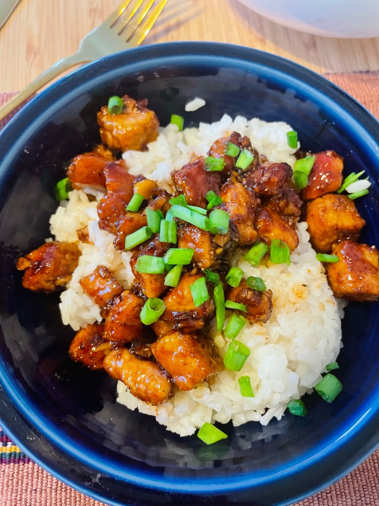 soy sauce glazed pork chops with white rice recipe